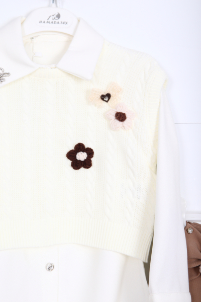 Kız Çocuk Etek Takım 3-7 Yaş 30041 Ekru - 6