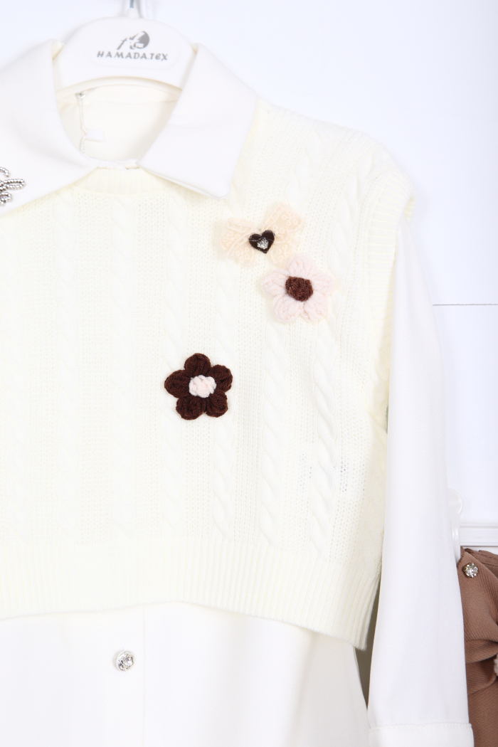 Kız Çocuk Etek Takım 3-7 Yaş 30041 Ekru - 6