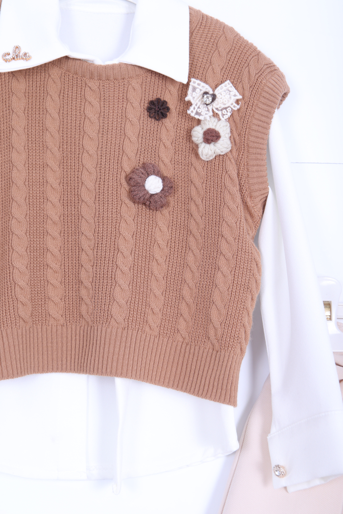 Kız Çocuk Etek Takım 3-7 Yaş 30041 Kahverengi - 3