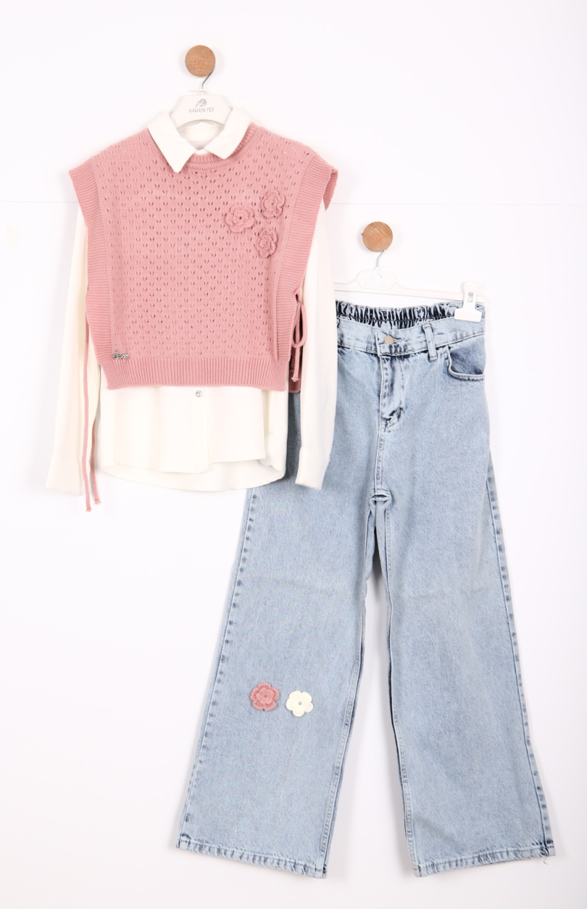 Kız Çocuk Alt Üst Takım 7-14 Yaş 30015 Pudra - 1