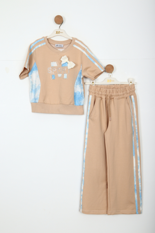 Kız Çocuk Eşofman Takım 6-12 Yaş 30064 Bej 