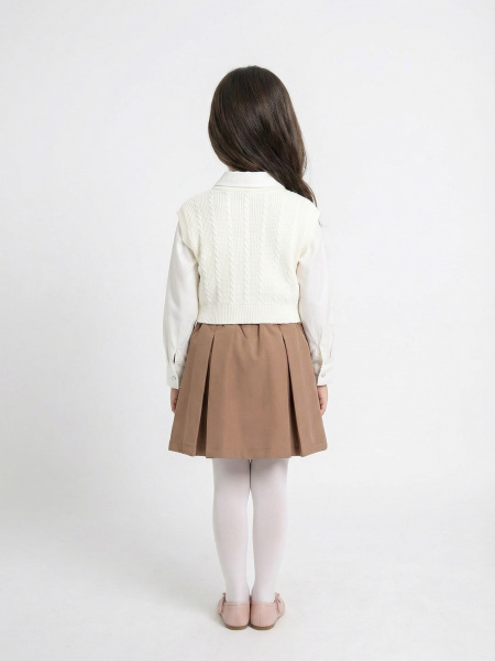 Kız Çocuk Etek Takım 3-7 Yaş 30041 Ekru - 3