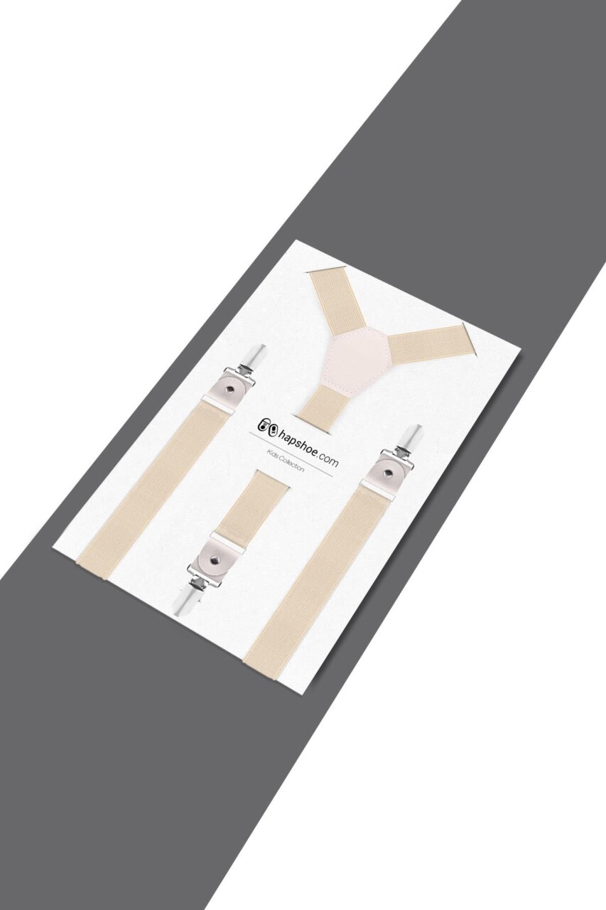 Ayarlanabilir Klipsli Krem Çocuk Kemer Pantolon Askısı - 3