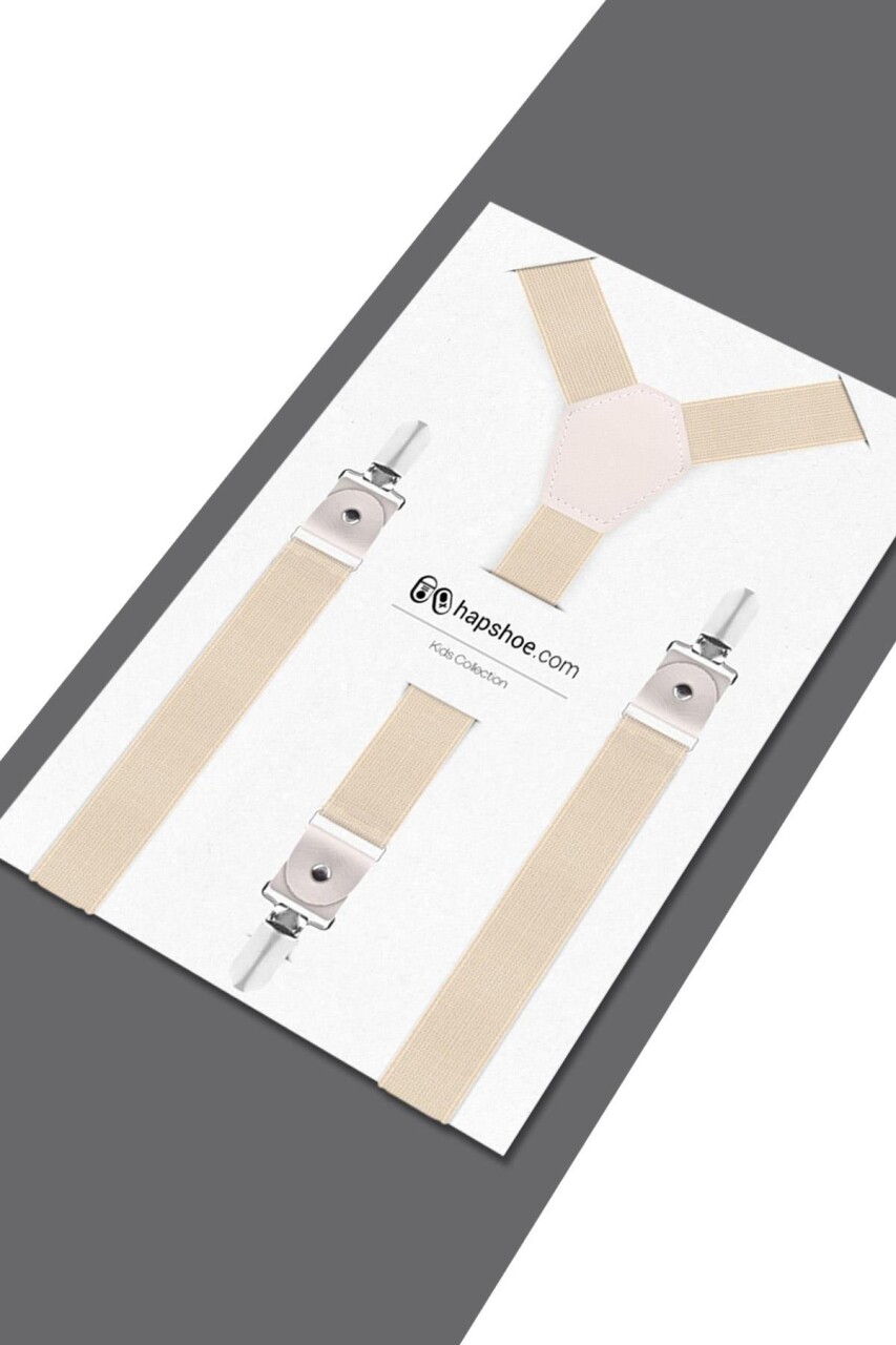 Ayarlanabilir Klipsli Krem Çocuk Kemer Pantolon Askısı - 4