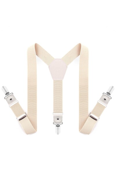Ayarlanabilir Klipsli Krem Çocuk Kemer Pantolon Askısı - 5