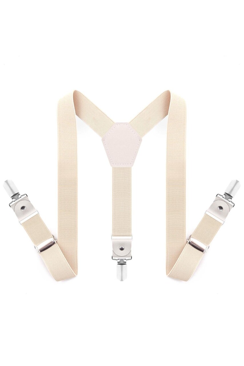 Ayarlanabilir Klipsli Krem Çocuk Kemer Pantolon Askısı - 5