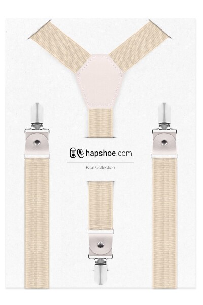 Ayarlanabilir Klipsli Krem Çocuk Kemer Pantolon Askısı - 8