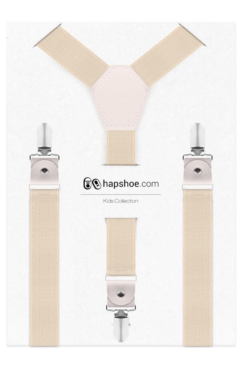 Ayarlanabilir Klipsli Krem Çocuk Kemer Pantolon Askısı - 8