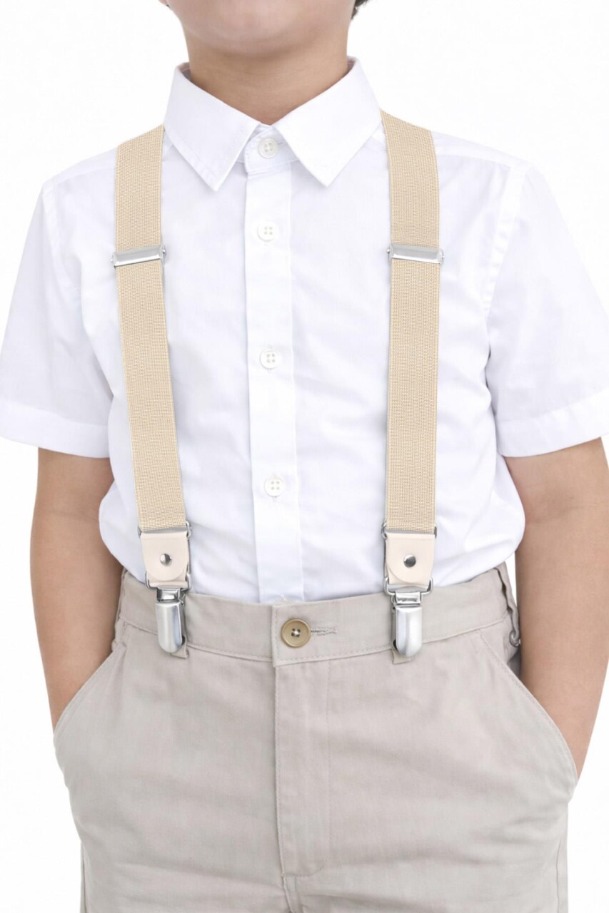 Ayarlanabilir Klipsli Krem Çocuk Kemer Pantolon Askısı - 9