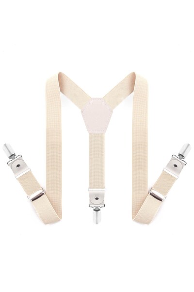 Ayarlanabilir Klipsli Krem Çocuk Kemer Pantolon Askısı - 12