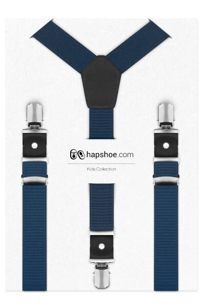 Ayarlanabilir Klipsli Lacivert Çocuk Kemer Pantolon Askısı - hapshoe kids