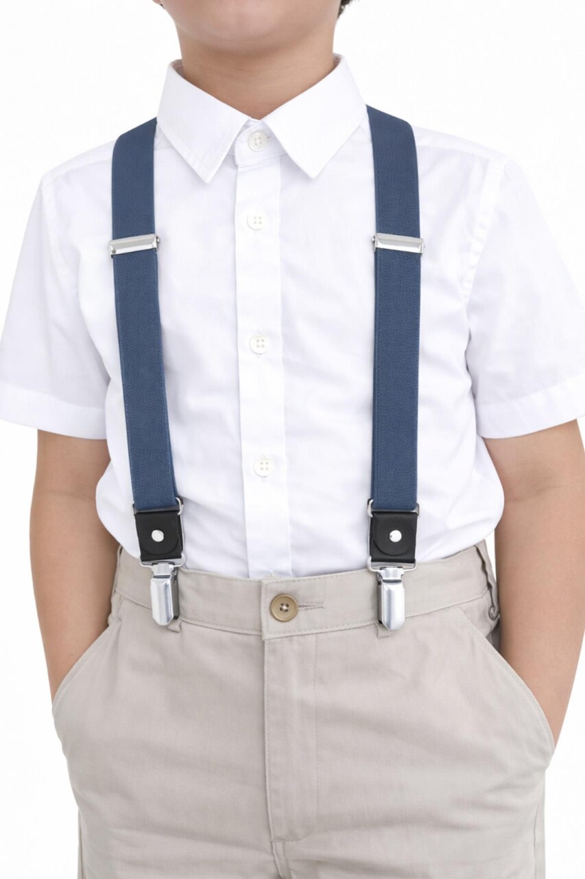 Ayarlanabilir Klipsli Lacivert Çocuk Kemer Pantolon Askısı - 2