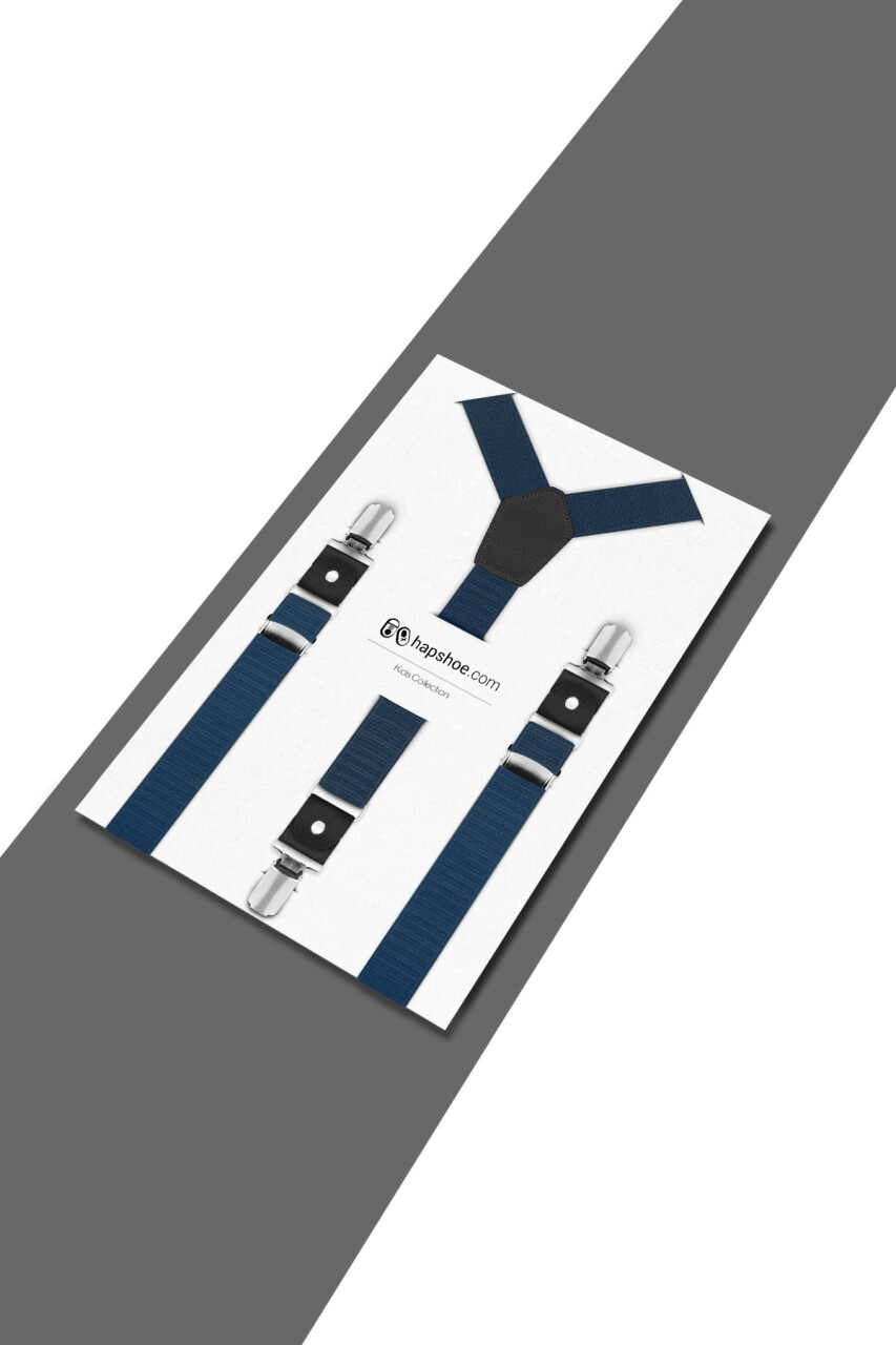 Ayarlanabilir Klipsli Lacivert Çocuk Kemer Pantolon Askısı - 3