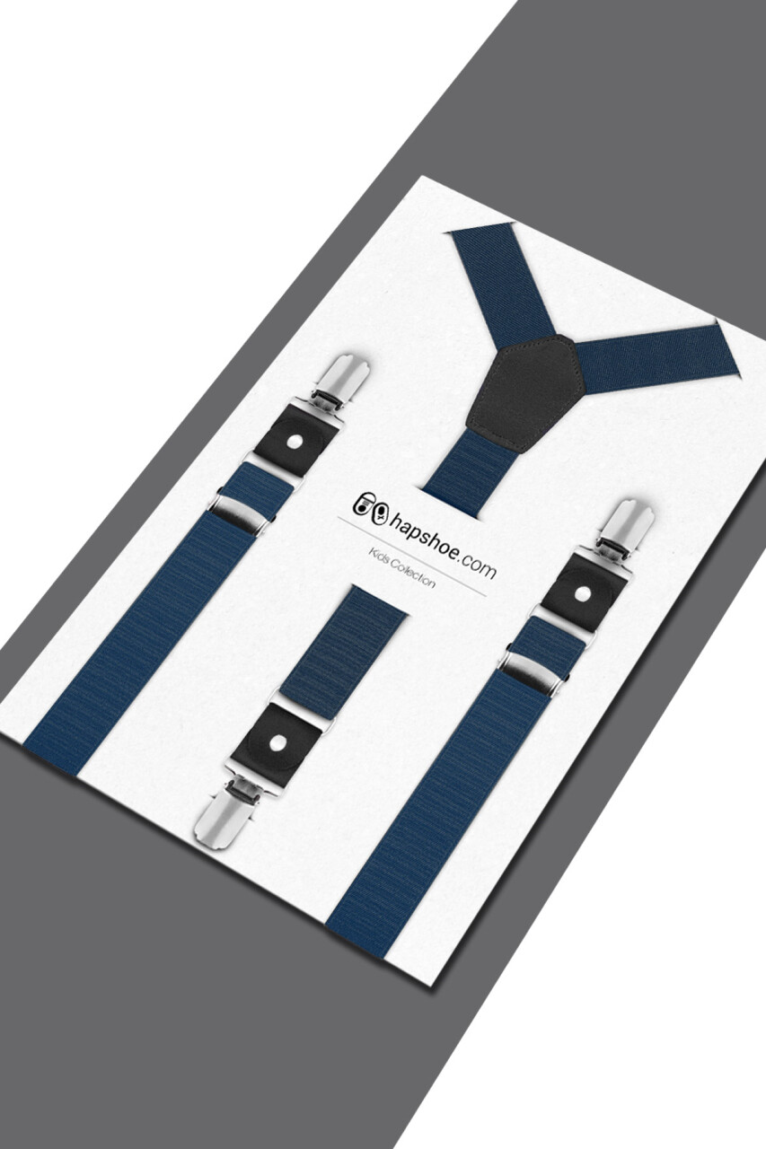 Ayarlanabilir Klipsli Lacivert Çocuk Kemer Pantolon Askısı - 4