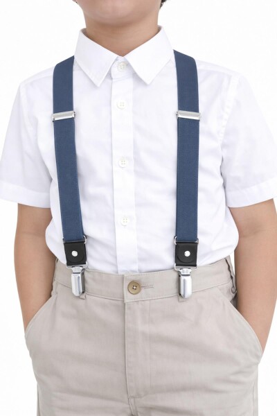 Ayarlanabilir Klipsli Lacivert Çocuk Kemer Pantolon Askısı - 9