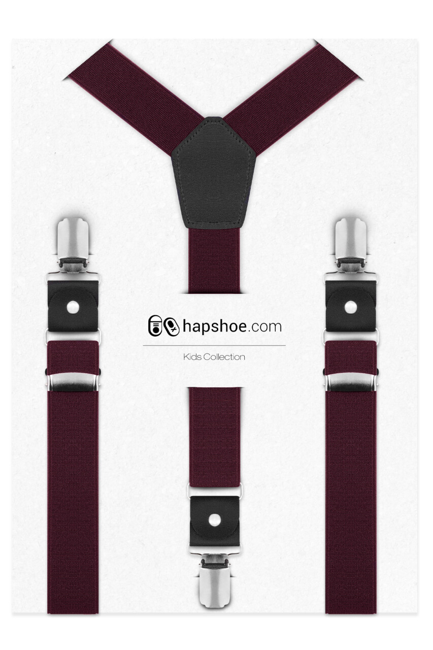 Ayarlanabilir Klipsli Bordo Çocuk Kemer Pantolon Askısı - 1