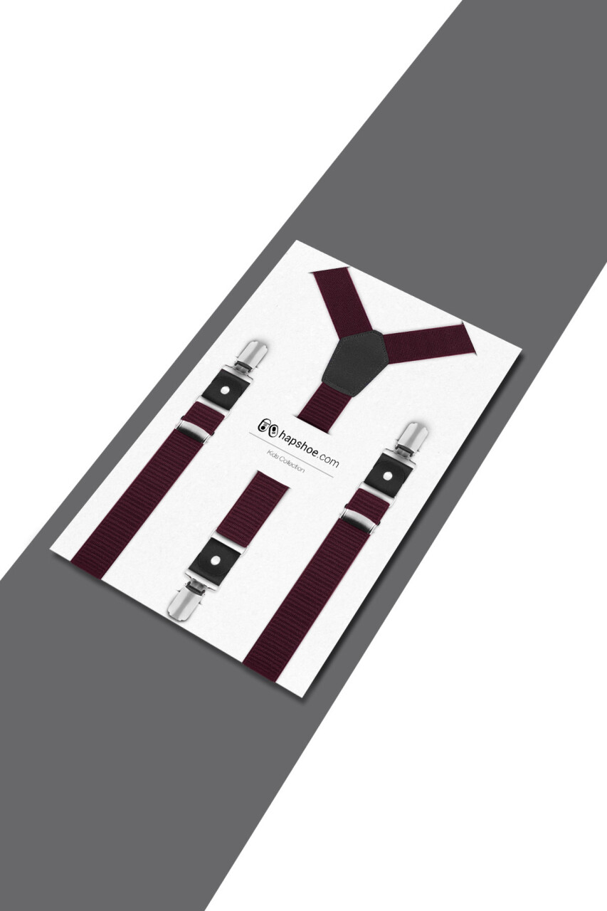 Ayarlanabilir Klipsli Bordo Çocuk Kemer Pantolon Askısı - 3