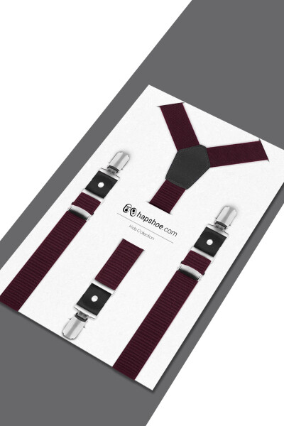 Ayarlanabilir Klipsli Bordo Çocuk Kemer Pantolon Askısı - 4