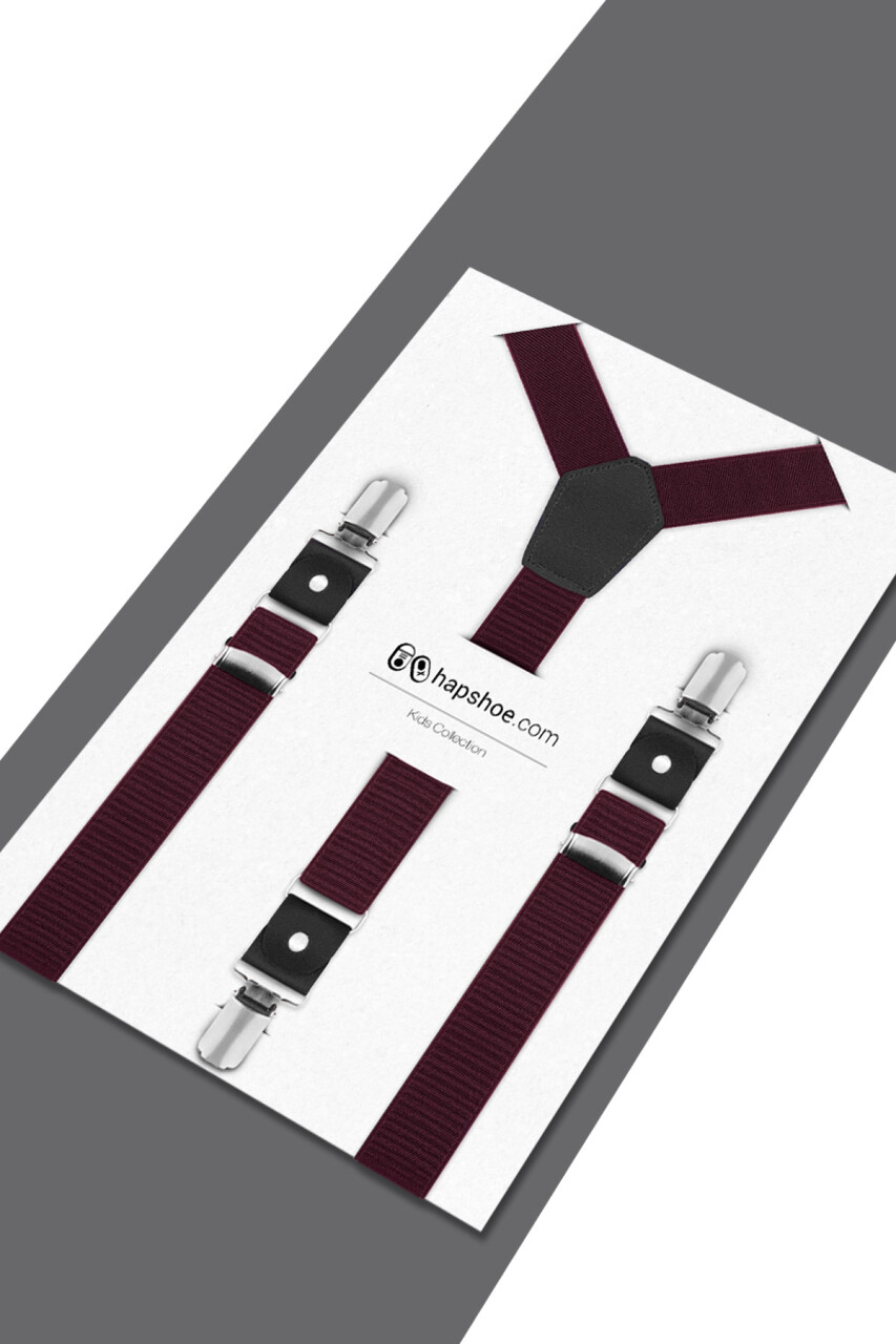 Ayarlanabilir Klipsli Bordo Çocuk Kemer Pantolon Askısı - 4