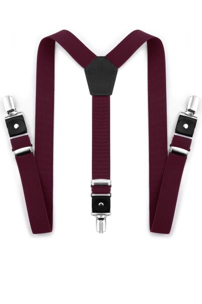 Ayarlanabilir Klipsli Bordo Çocuk Kemer Pantolon Askısı - 5