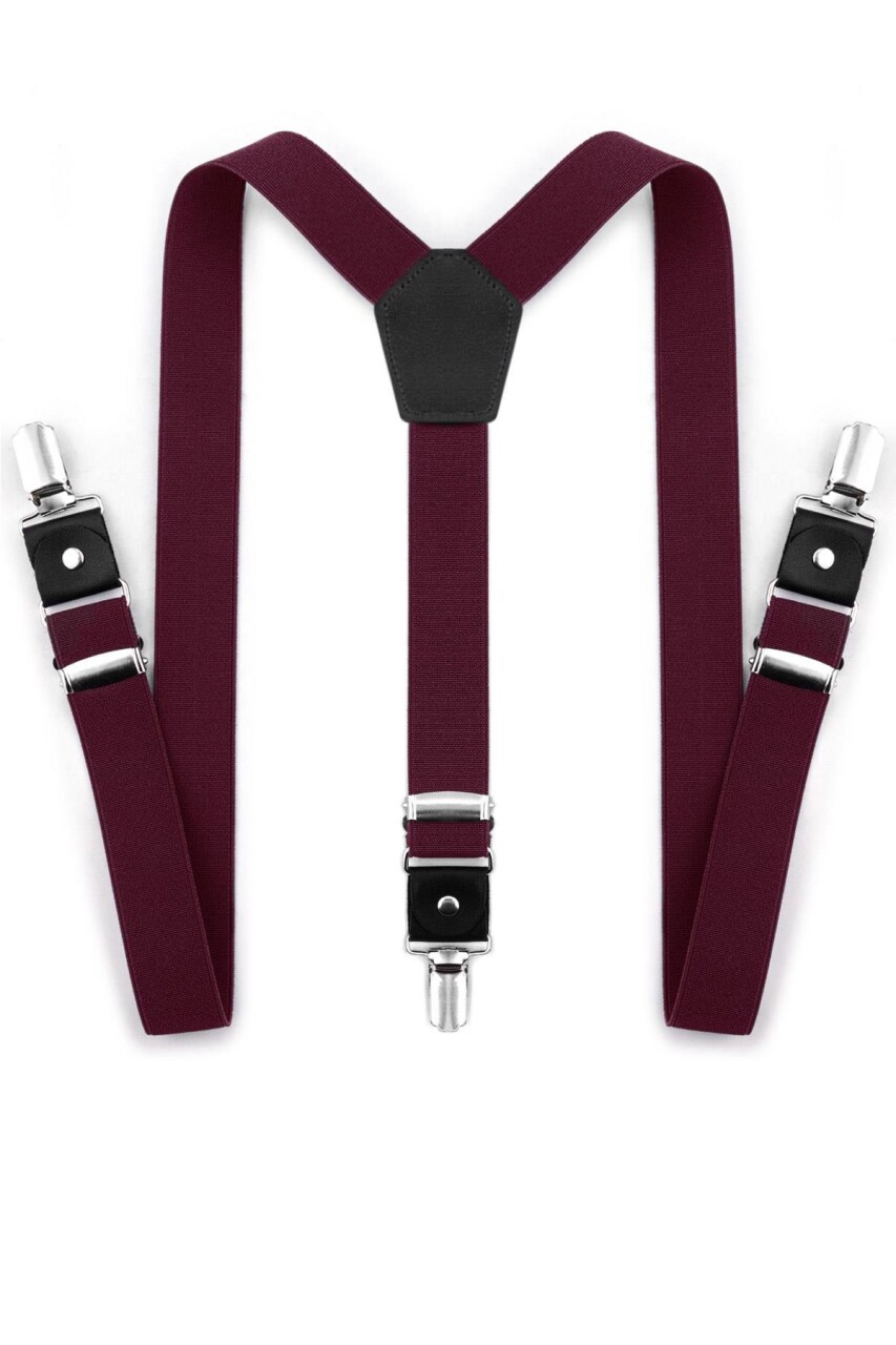 Ayarlanabilir Klipsli Bordo Çocuk Kemer Pantolon Askısı - 5