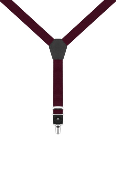 Ayarlanabilir Klipsli Bordo Çocuk Kemer Pantolon Askısı - 6