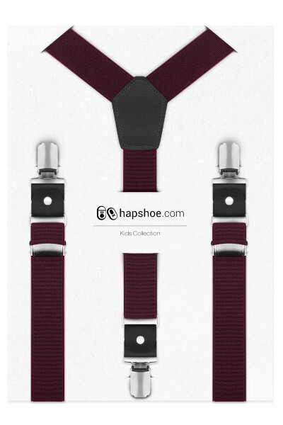 Ayarlanabilir Klipsli Bordo Çocuk Kemer Pantolon Askısı - 8