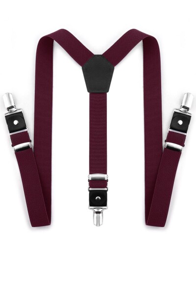 Ayarlanabilir Klipsli Bordo Çocuk Kemer Pantolon Askısı - 12