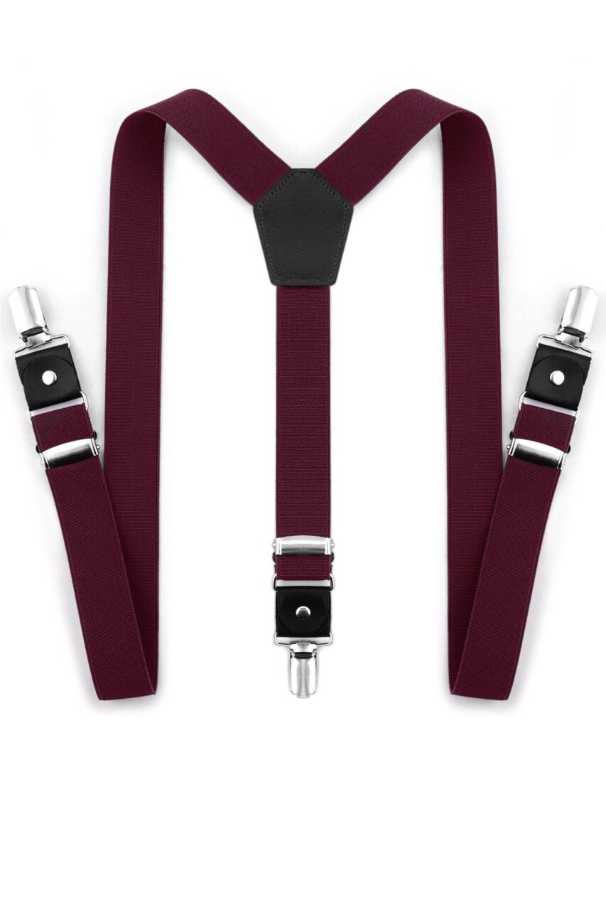 Ayarlanabilir Klipsli Bordo Çocuk Kemer Pantolon Askısı - 12