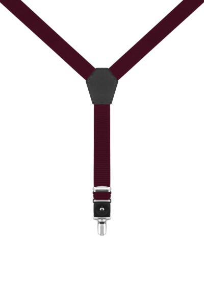 Ayarlanabilir Klipsli Bordo Çocuk Kemer Pantolon Askısı - 13
