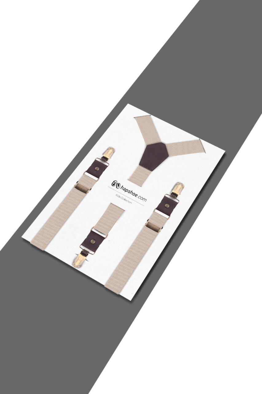 Ayarlanabilir Klipsli Bej Çocuk Kemer Pantolon Askısı - 3