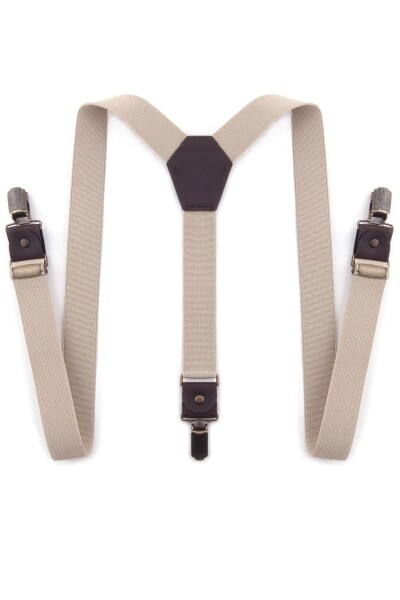 Ayarlanabilir Klipsli Bej Çocuk Kemer Pantolon Askısı - 5