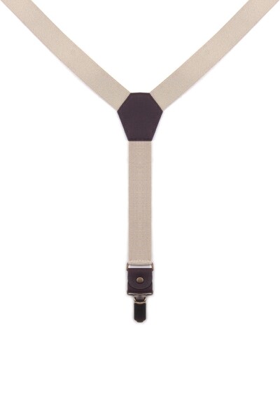Ayarlanabilir Klipsli Bej Çocuk Kemer Pantolon Askısı - 6