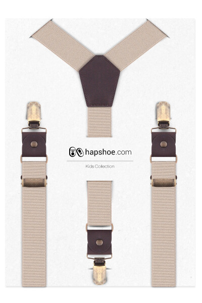 Ayarlanabilir Klipsli Bej Çocuk Kemer Pantolon Askısı - 8