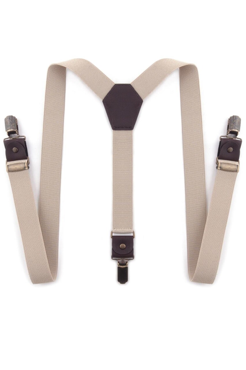 Ayarlanabilir Klipsli Bej Çocuk Kemer Pantolon Askısı - 12