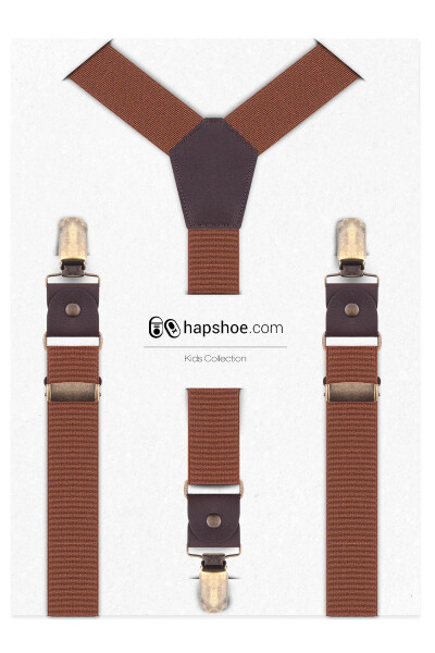 Ayarlanabilir Klipsli Taba Çocuk Kemer Pantolon Askısı - hapshoe kids