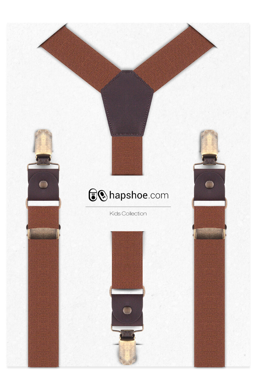 Ayarlanabilir Klipsli Taba Çocuk Kemer Pantolon Askısı - 1