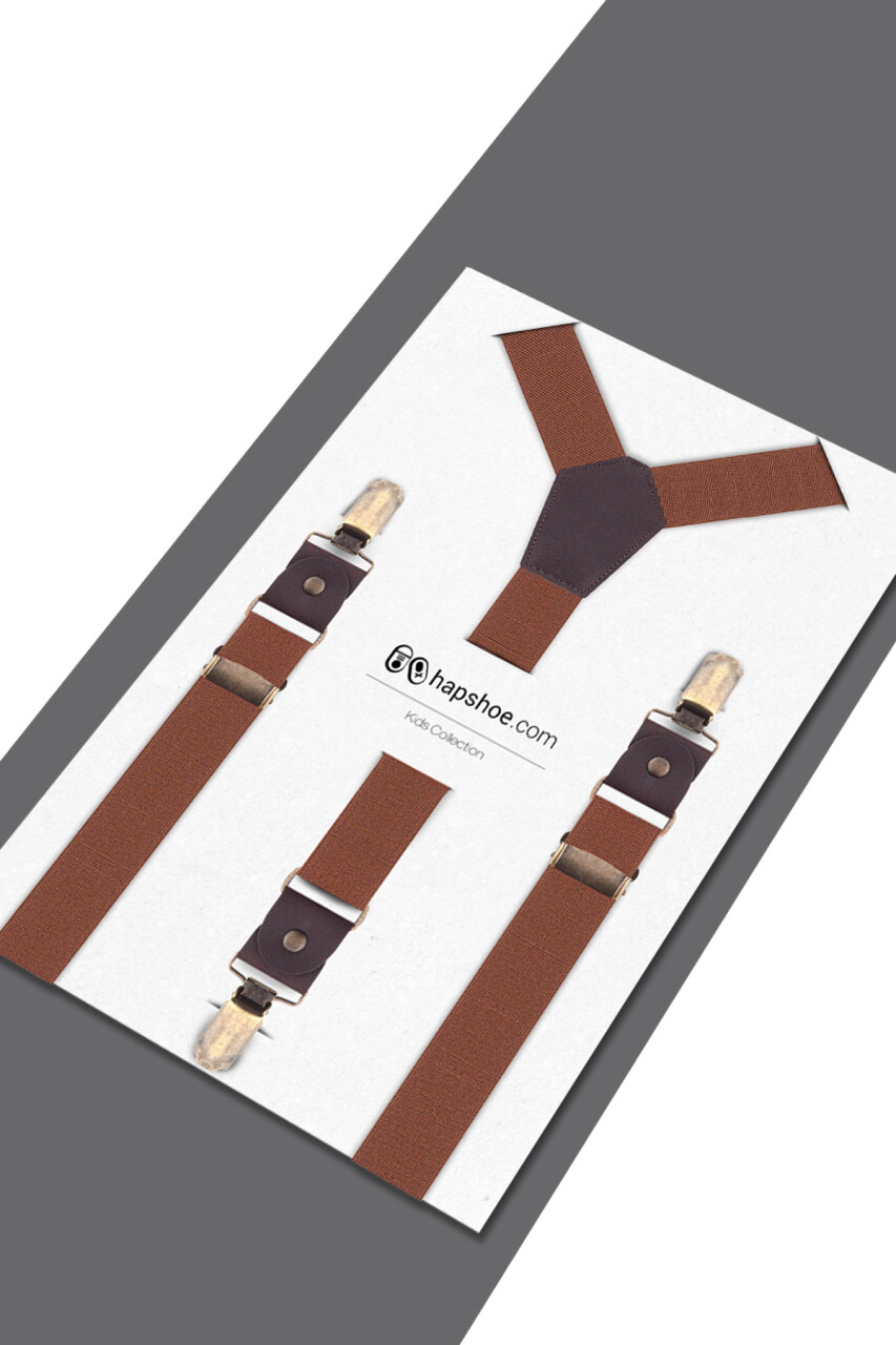 Ayarlanabilir Klipsli Taba Çocuk Kemer Pantolon Askısı - 4