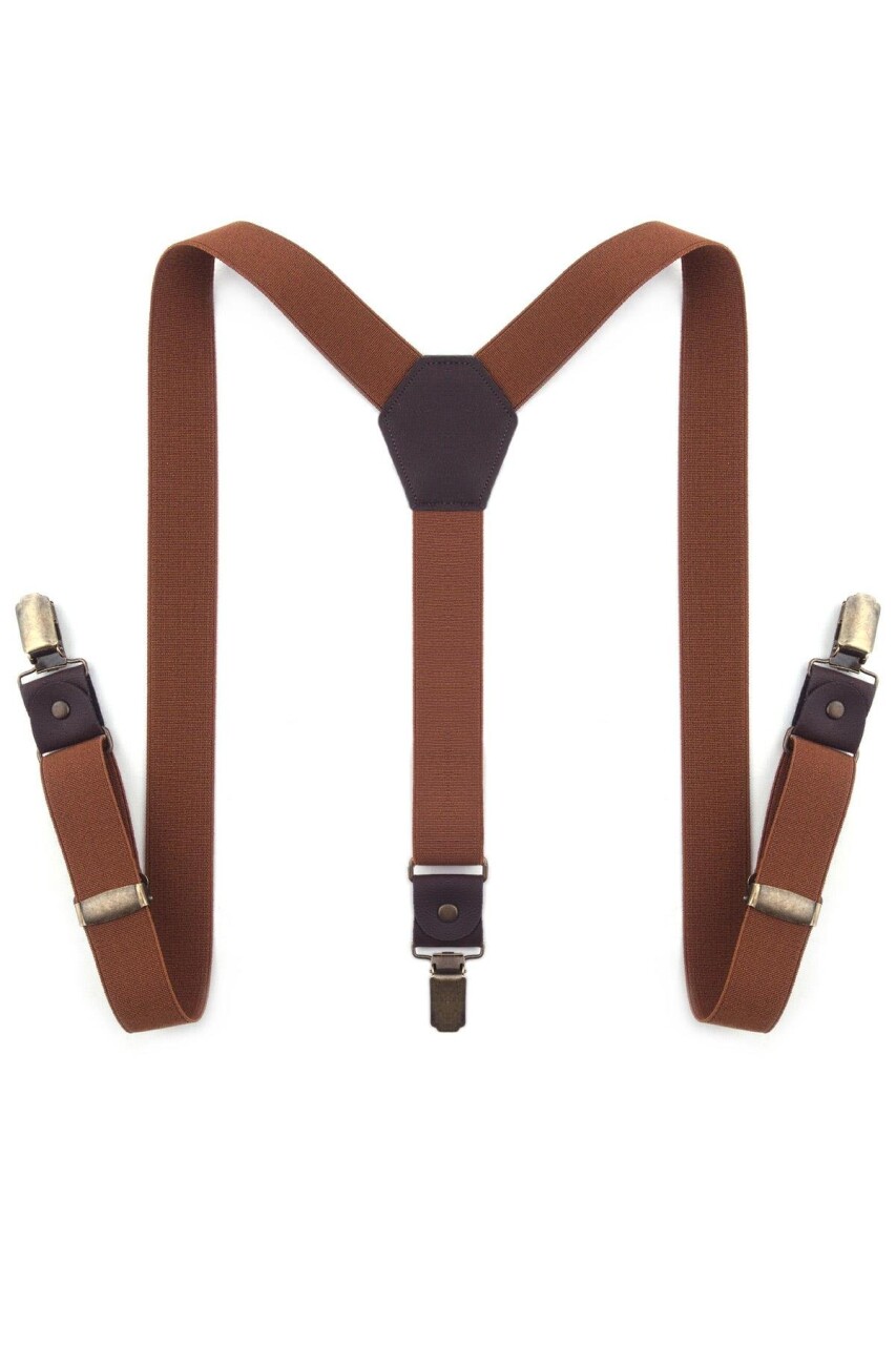 Ayarlanabilir Klipsli Taba Çocuk Kemer Pantolon Askısı - 5