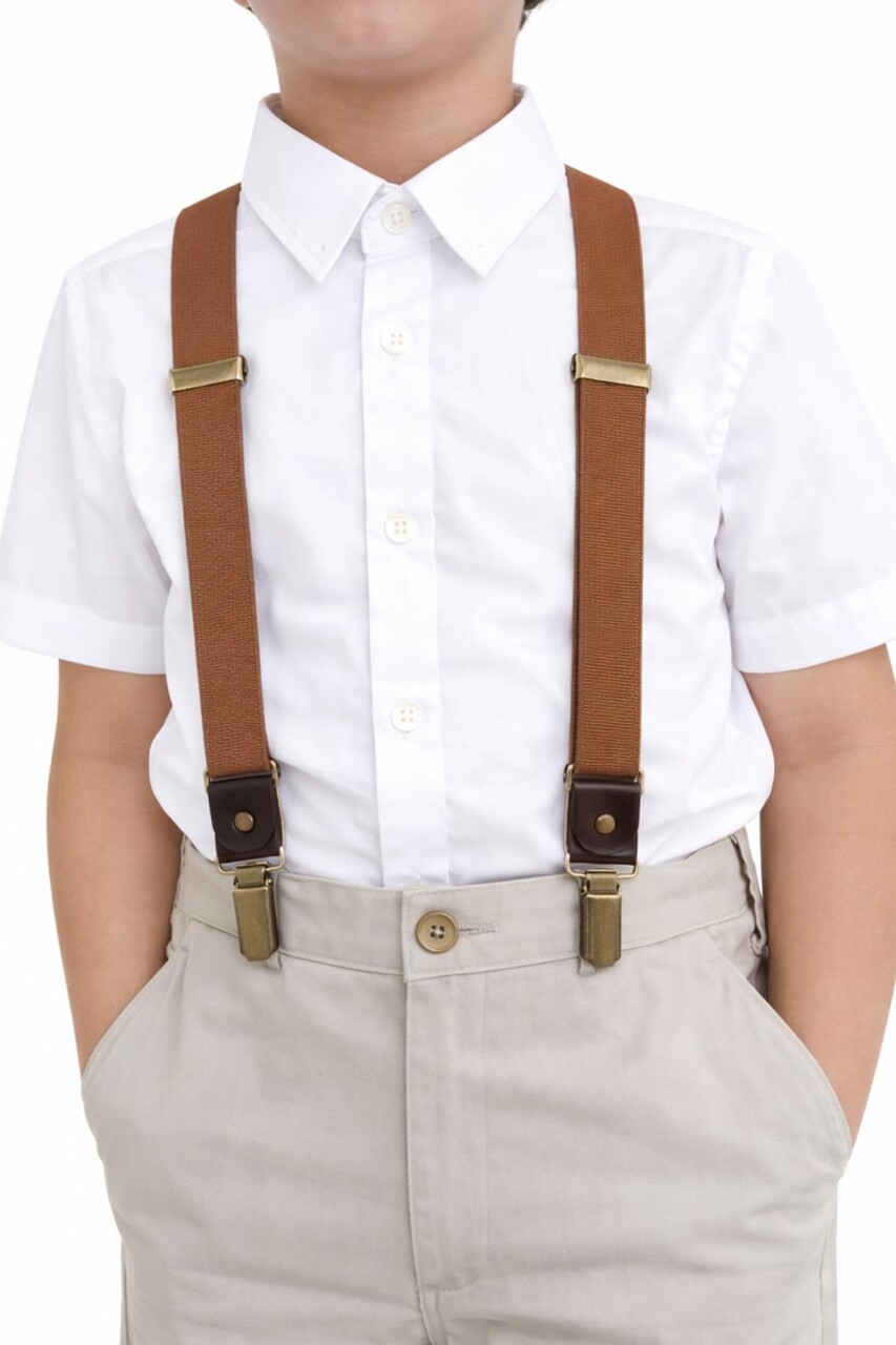 Ayarlanabilir Klipsli Taba Çocuk Kemer Pantolon Askısı - 9