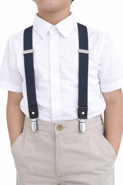 Ayarlanabilir Klipsli Gri Lacivert Çocuk Kemer Pantolon Askısı - 2