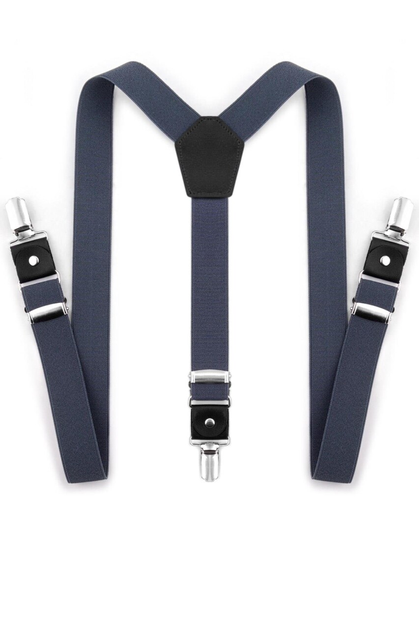 Ayarlanabilir Klipsli Gri Lacivert Çocuk Kemer Pantolon Askısı - 5