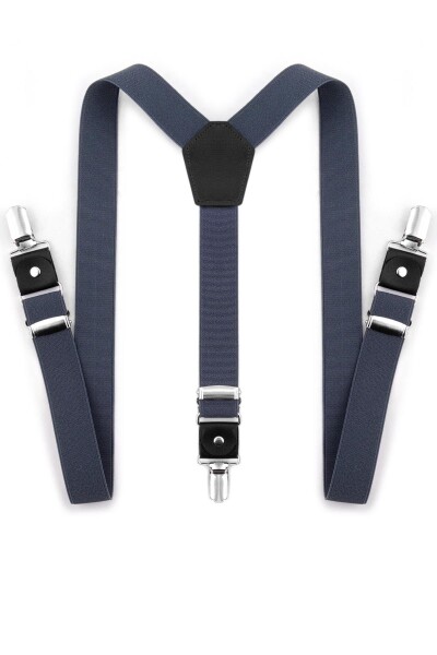 Ayarlanabilir Klipsli Gri Lacivert Çocuk Kemer Pantolon Askısı - 12