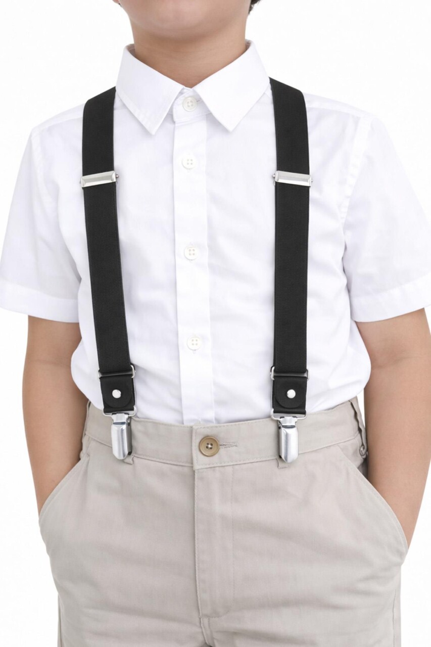 Ayarlanabilir Klipsli Siyah Çocuk Kemer Pantolon Askısı - 2