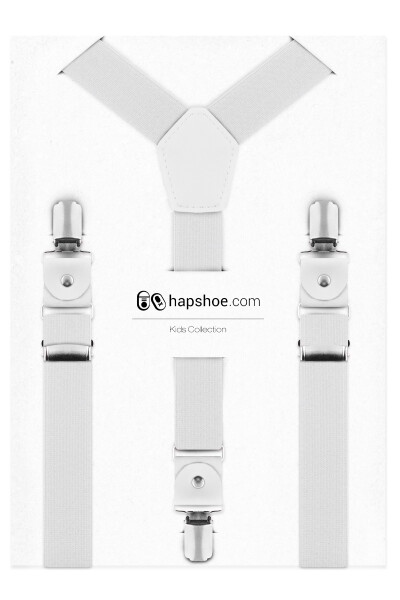 Ayarlanabilir Klipsli Beyaz Çocuk Kemer Pantolon Askısı - hapshoe kids