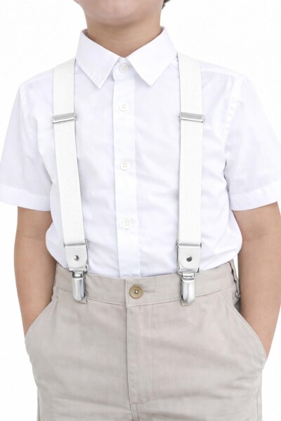 Ayarlanabilir Klipsli Beyaz Çocuk Kemer Pantolon Askısı - 2