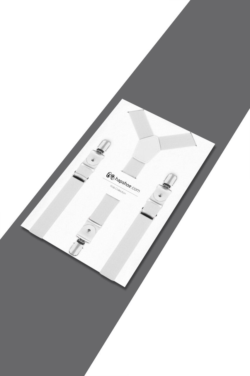 Ayarlanabilir Klipsli Beyaz Çocuk Kemer Pantolon Askısı - 3