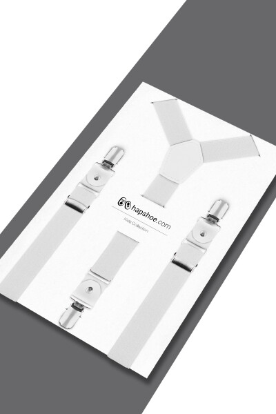 Ayarlanabilir Klipsli Beyaz Çocuk Kemer Pantolon Askısı - 4