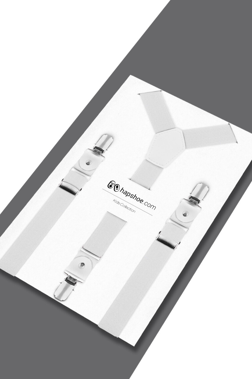 Ayarlanabilir Klipsli Beyaz Çocuk Kemer Pantolon Askısı - 4