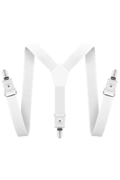 Ayarlanabilir Klipsli Beyaz Çocuk Kemer Pantolon Askısı - 5